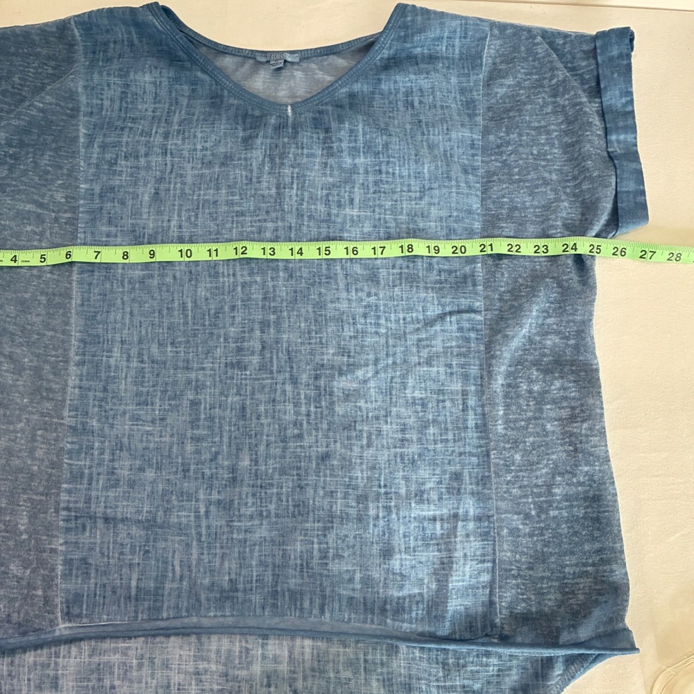 Kaktus Linen Top Women XL Blue Coastal Euro Summer Italy Minimalist Boho - Picture 6 of 8